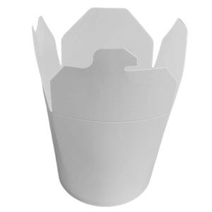 WOK DE PAPEL CON PLA COMPOSTABLE BLANCO DE 26 ONZAS CAJA CON 500 PIEZAS